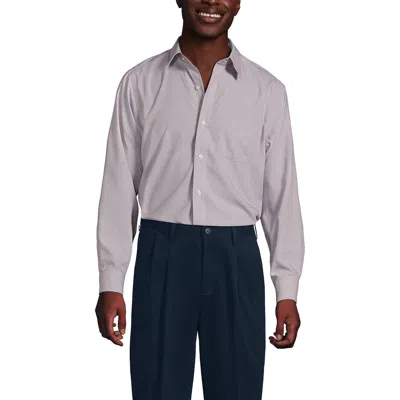Lands' End Solid No Iron Supima Pinpoint Straight Collar Dress Shirt In Neutral
