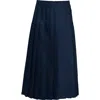Lands' End Solid Pleated Skirt Ankle Length In Blue
