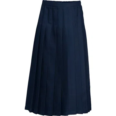 Lands' End Kids'  Solid Pleated Skirt Ankle Length In Blue