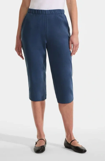 Lands' End Sport Knit High Rise Elastic Waist Capri Pants In Blue