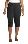 Lands' End Plus Size Sport Knit High Rise Elastic Waist Capri Pants In Dark Charcoal Heather