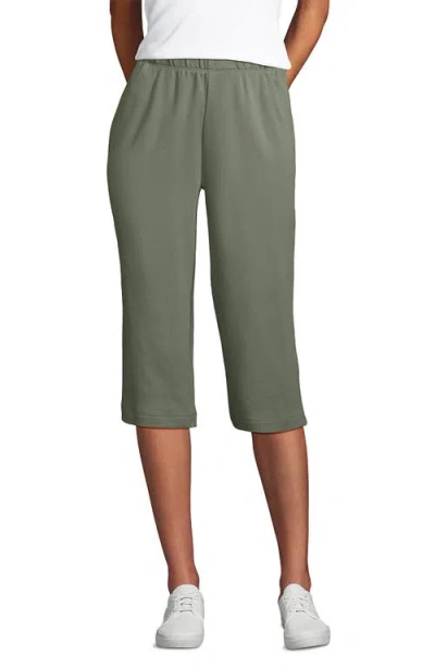 Lands' End Sport Knit High Rise Elastic Waist Capri Pants In Green