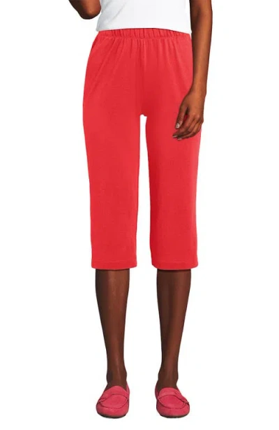 Lands' End Sport Knit High Rise Elastic Waist Capri Pants In Sahara Desert