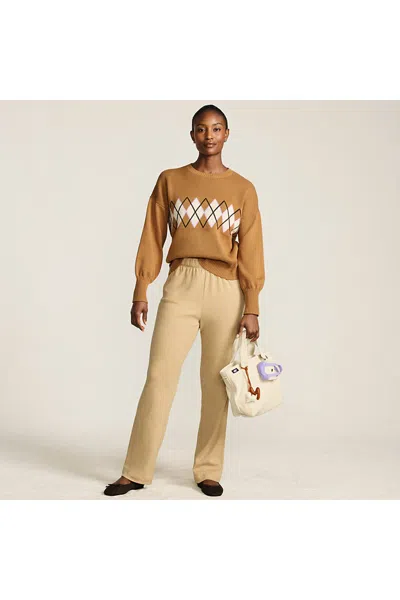 Lands' End Sport Knit High Rise Pants In Brown