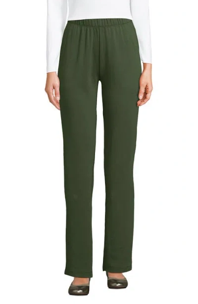 Lands' End Sport Knit High Rise Pants In Estate Green