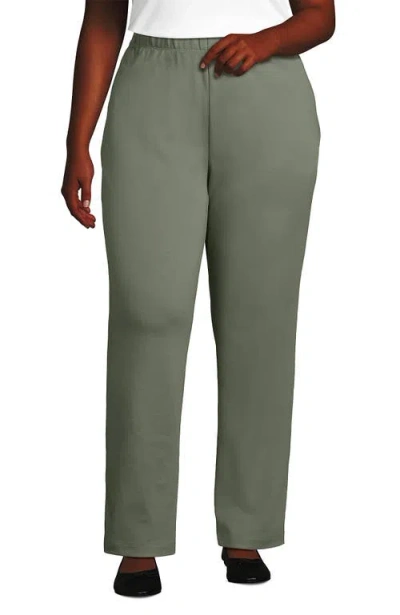 Lands' End Plus Size Sport Knit High Rise Pants In Green