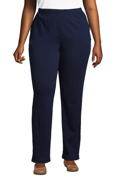 Lands' End Plus Size Sport Knit High Rise Pants In Radiant Navy