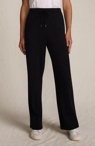 Lands' End Sport Knit High Rise Pull On Relaxed Straight Leg Pants In Black