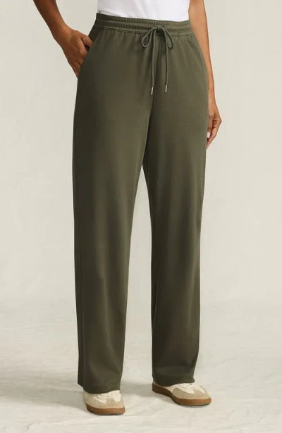 Lands' End Sport Knit High Rise Pull On Relaxed Straight Leg Pants In Green