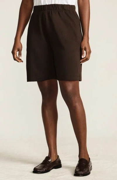Lands' End Sport Knit High Rise Shorts In Brown