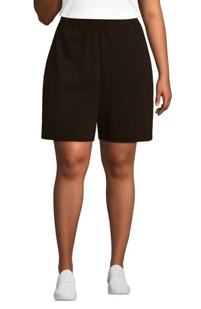 Lands' End Sport Knit High Rise Shorts In Brown