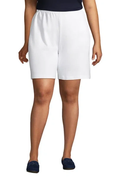 Lands' End Sport Knit High Rise Shorts In White