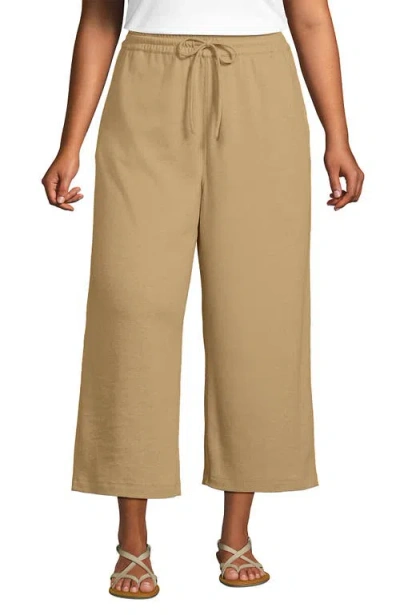 LANDS' END LANDS' END PLUS SIZE SPORT KNIT ELASTIC WAIST WIDE LEG CROP PANTS