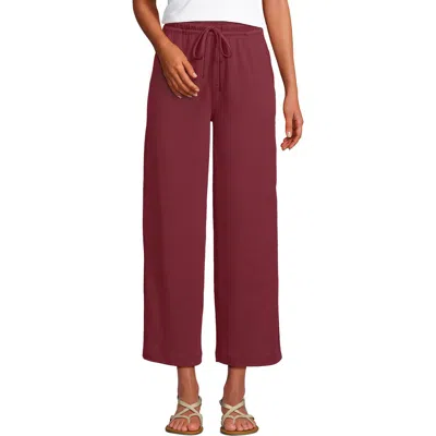 Lands' End Sport Knit Pull On Drawstring Wide Leg Crop Pants In Burnt Clay