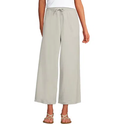 Lands' End Sport Knit Pull On Drawstring Wide Leg Crop Pants In Gray
