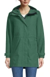 Lands' End Plus Size Squall Hooded Waterproof Raincoat In Washed Evergreen