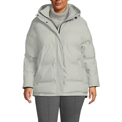 Lands' End Plus Size Squall Insulated Slicker Puffer Jacket In Soft Silver