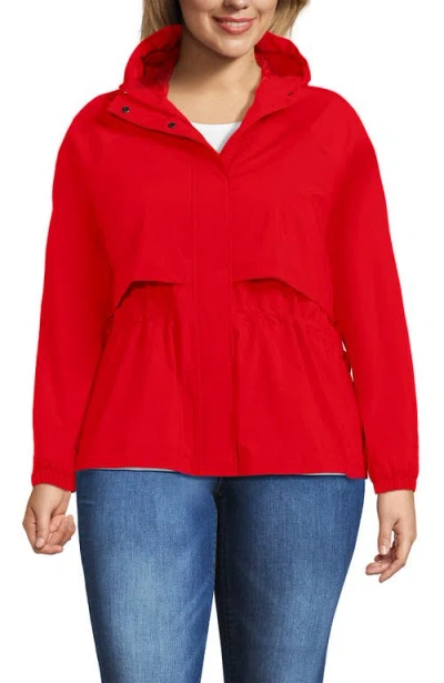 Lands' End Squall Packable Rain Jacket In Red
