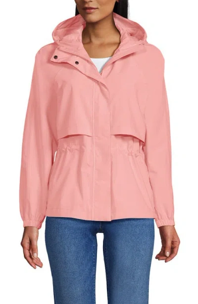Lands' End Squall Packable Rain Jacket In Sunset Coral Pink