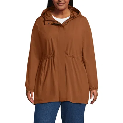 Lands' End Squall Packable Waterproof Raincoat In Brown