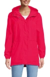 Lands' End Squall Packable Waterproof Raincoat In Coral Rose