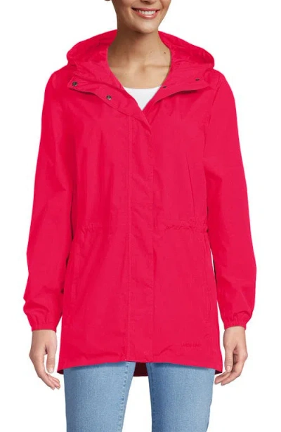 Lands' End Squall Packable Waterproof Raincoat In Coral Rose