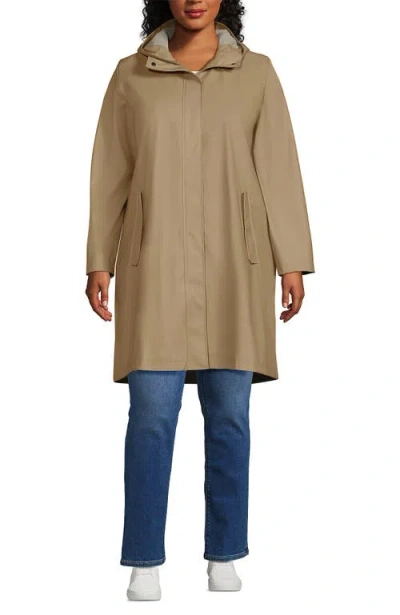 Lands' End Squall Rain Slicker Coat In Desert Tan