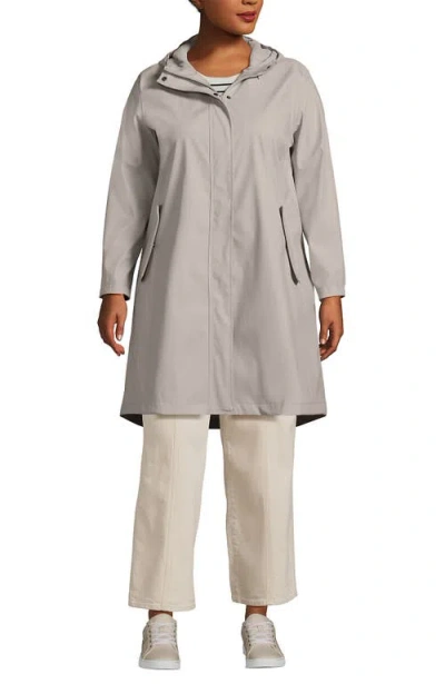 Lands' End Plus Size Squall Rain Slicker Coat In Dusk Gray