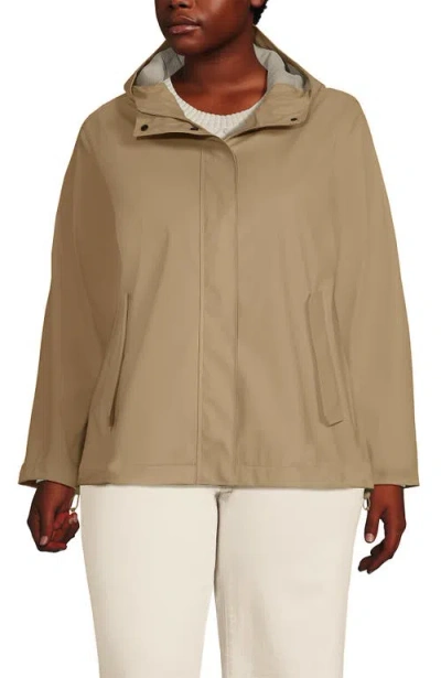 Lands' End Plus Size Squall Waterproof Rain Slicker Jacket In Desert Tan
