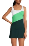 Lands' End Square Neck Underwire Tankini Top Swimsuit Adjustable Straps In Deep Balsam/wintergreen