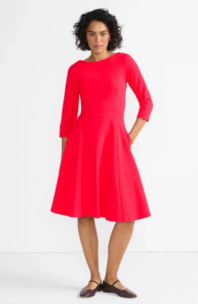 Lands' End Starfish 3/4 Sleeve Dress In Berry Rouge