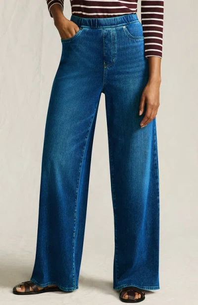 Lands' End Starfish Denim High Rise Wide Leg Jeans In Blue
