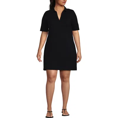 Lands' End Starfish Elbow Sleeve Polo Dress In Black