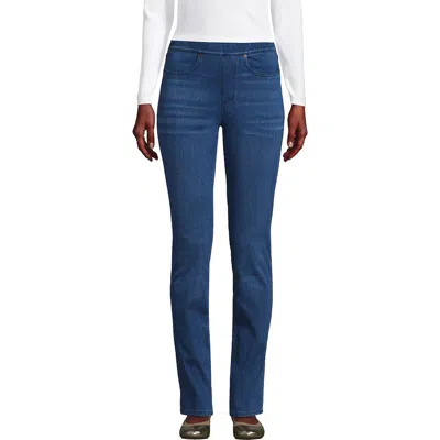 Lands' End Starfish High Rise Knit Denim Straight Jeans In Blue
