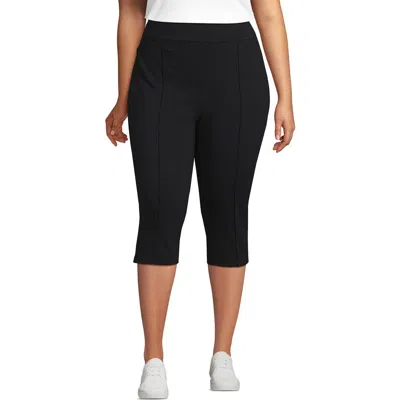 Lands' End Starfish High Rise Pintuck Capri Pants In Black