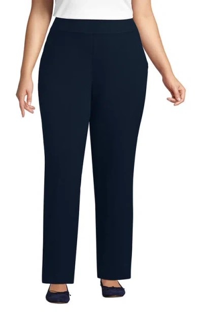 Lands' End Starfish Mid Rise Straight Leg Pants In Blue