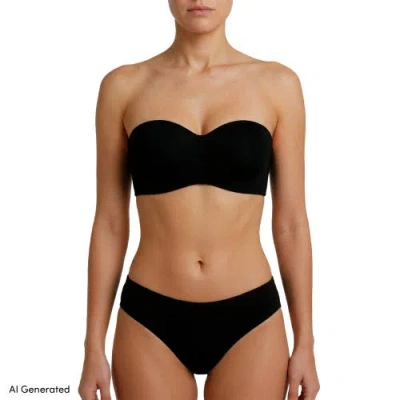 Lands' End Strapless Convertible Bra True Solutions Light Weight Microfiber Basics In Black