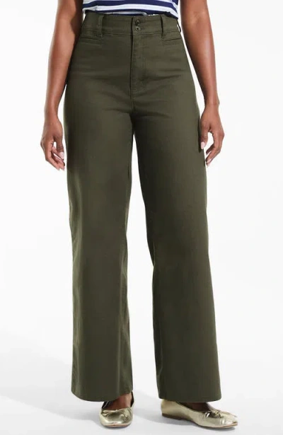 Lands' End Stretch Canvas High Rise Wide Leg Pants In Green