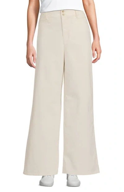Lands' End Stretch Canvas High Rise Wide Leg Pants In Neutral