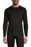 Lands' End Stretch Thermaskin Long Underwear Crew Base Layer In Black