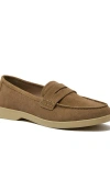 Lands' End Suede Penny Loafers In Desert Tan