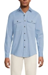 Lands' End Sun Washed Overshirt In Blue