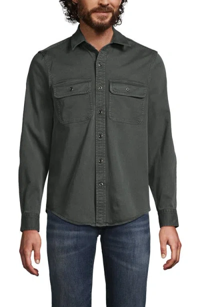 Lands' End Sun Washed Overshirt In Vintage Sage