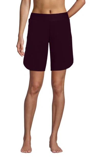 Lands' End Sunshade Upf 50 9" Board Shorts In Burgundy