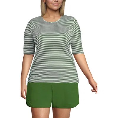 Lands' End Sunshade Upf 50 Elbow Sleeve Rash Guard Swim Tee In Green