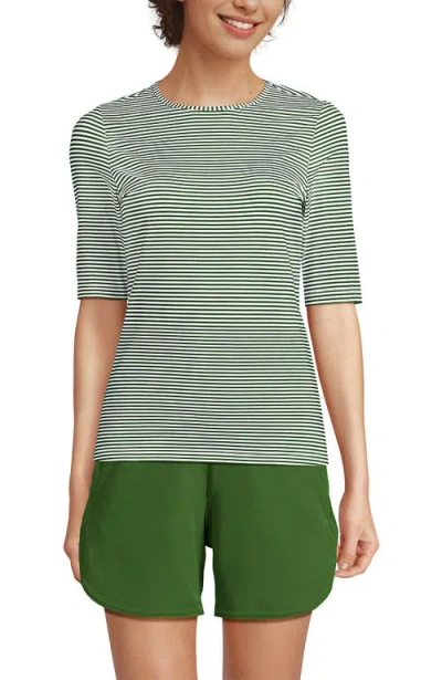 Lands' End Sunshade Upf 50 Elbow Sleeve Relaxed Rash Guard In Green