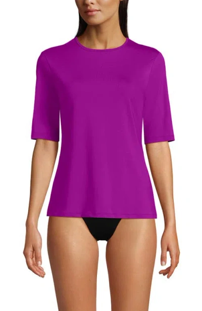 Lands' End Sunshade Upf 50 Elbow Sleeve Relaxed Rash Guard In Purple