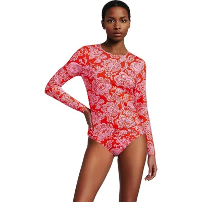 Lands' End Sunshade Upf 50 Long Sleeve Rash Guard Swim Tee In Multi
