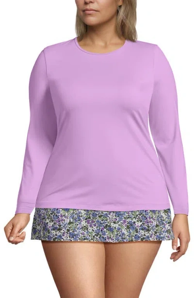 Lands' End Sunshade Upf 50 Long Sleeve Rash Guard Swim Tee In Purple