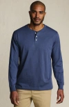 Lands' End Super-t Long Sleeve Henley Shirt In Blue